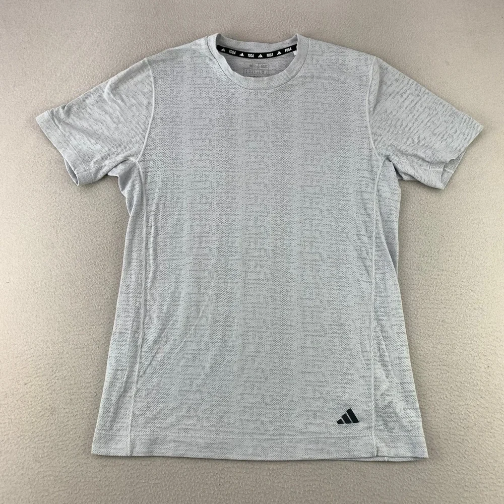 Adidas Yoga Training Tee Mens Medium Grey‎ Wicking Athletic Gym Top Lightweight